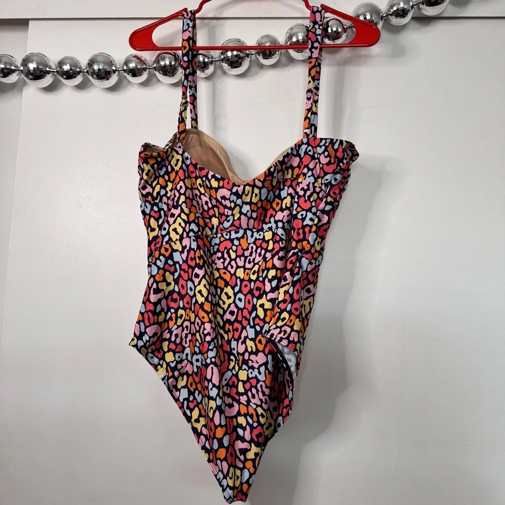 Summersalt The Wide Strap Oasis one piece swimsuit in multi-color leopard